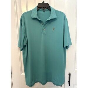 Peter Millar Summer Comfort Performance Teal Golf Shirt Size L Logo